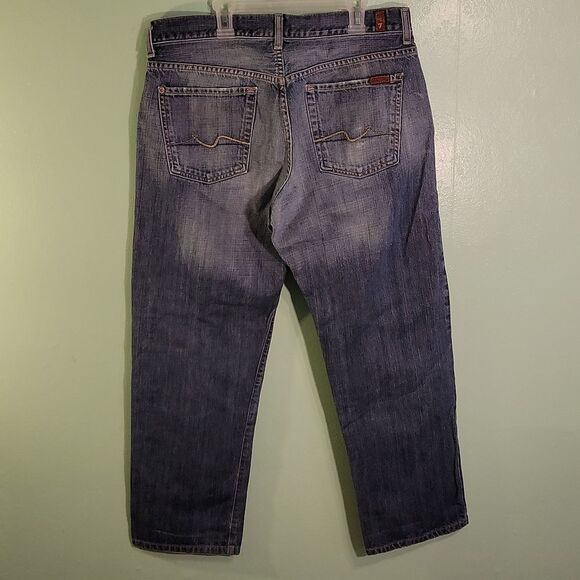 7 For All Mankind Jerome Dahan Blue Cotton Women's Straight Denim Zip Jeans 34 - Picture 3 of 5